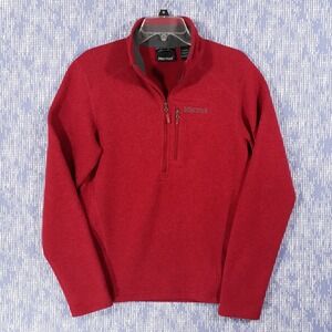 Marmot Sweater Mens Small Red Pullover 1/4 Zip Outdoor Fleece Mock Neck